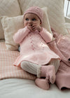 Newborn Girl Pink Knit Dress & Matching Hat Set