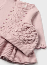 Newborn Girl Pink Knit Dress & Matching Hat Set