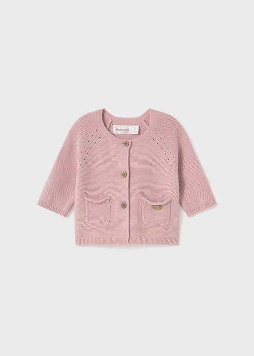 Newborn Girl Pink Knit Long Cardigan