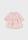 Newborn Girl Pink Knit & Tulle Glitter Dress