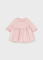 Newborn Girl Pink Knit & Tulle Glitter Dress