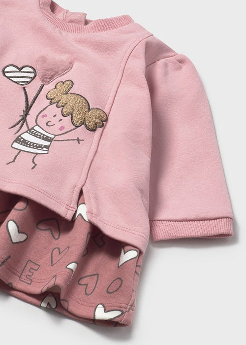Newborn Girl Pink Plush Dress With Skirt