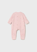 Newborn Girl Pink Ribbed Long Bodysuit