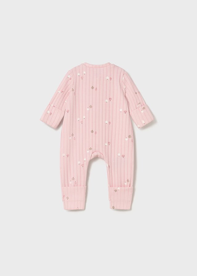 Newborn Girl Pink Ribbed Long Bodysuit