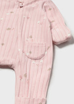 Newborn Girl Pink Ribbed Long Bodysuit