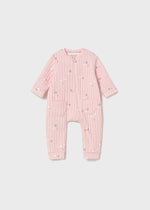 Newborn Girl Pink Ribbed Long Bodysuit