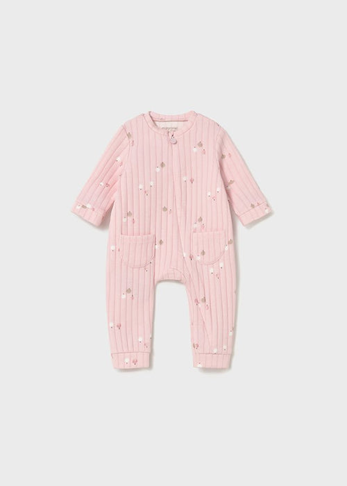 Newborn Girl Pink Ribbed Long Bodysuit