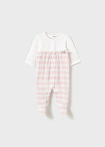 Newborn Girl Pink Star or Striped Bow Sleepsuit