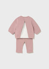 Newborn Girl Pink Tracksuit Set with Appliqué