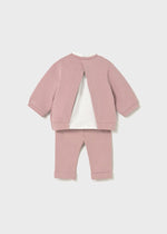 Newborn Girl Pink Tracksuit Set with Appliqué