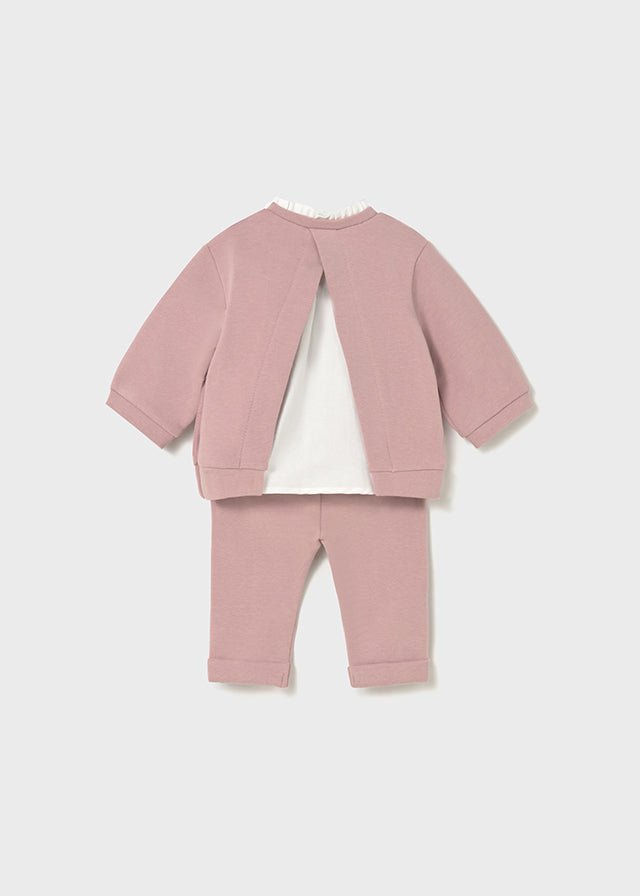 Newborn Girl Pink Tracksuit Set with Appliqué