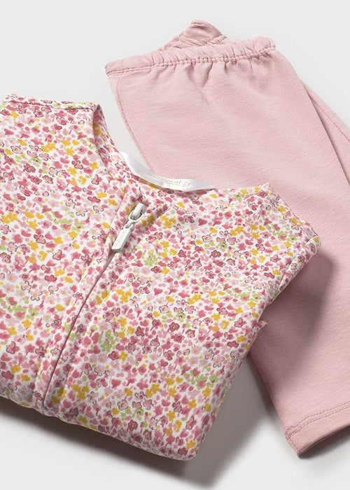 Newborn Girl Pink Tracksuit with Floral Jacket