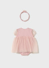 Newborn Girl Pink Tulle Bodysuit With Headband