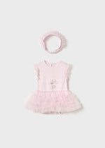 Newborn Girl Pink Tutu Bodysuit with Headband