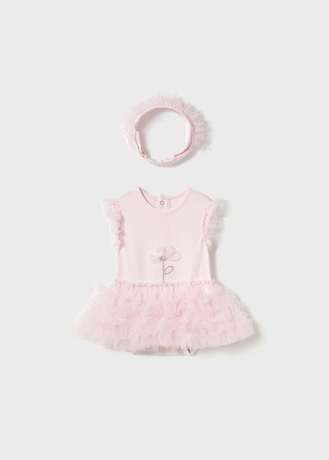 Newborn Girl Pink Tutu Bodysuit with Headband