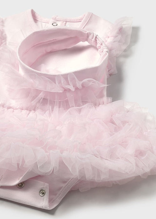 Newborn Girl Pink Tutu Bodysuit with Headband