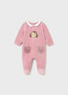 Newborn Girl Pink Velour Babygrow