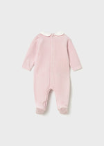 Newborn Girl Pink Velour Babygrow