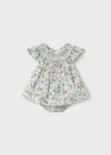 Newborn Girl Printed Cotton Dress with Knickers