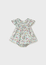 Newborn Girl Printed Cotton Dress with Knickers