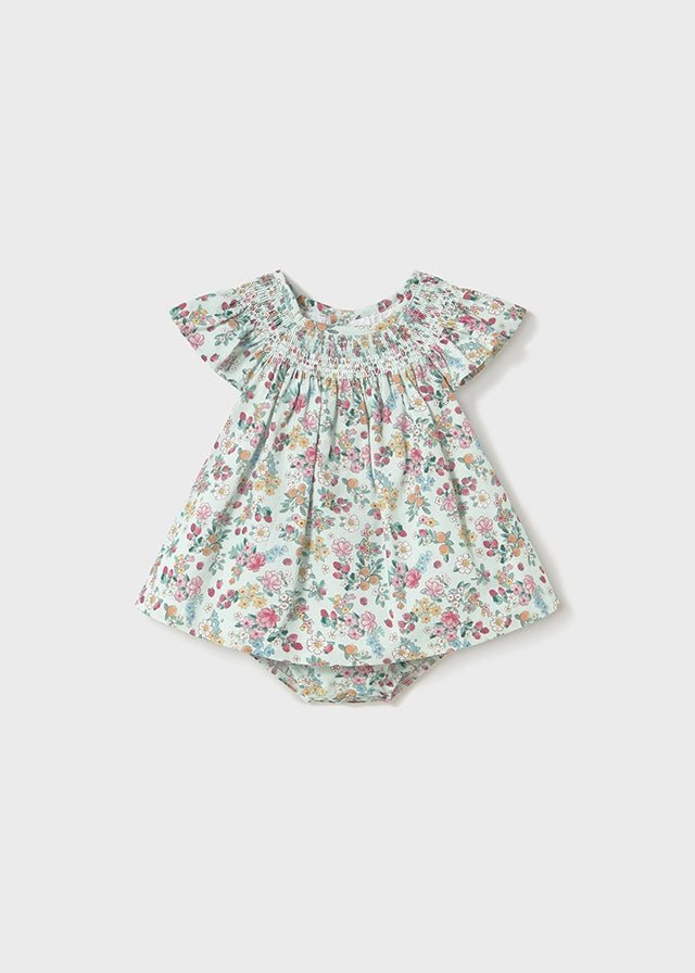 Newborn Girl Printed Cotton Dress with Knickers