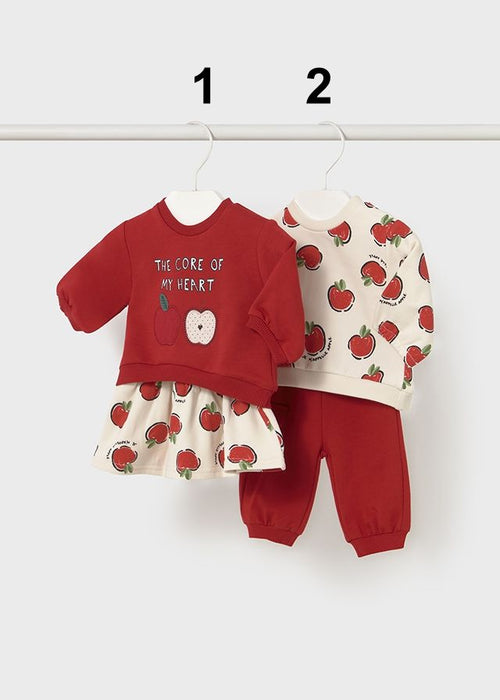 Newborn Girl Red Apple Knit Sets