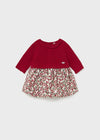 Newborn Girl Red & Floral Print Knit Dress