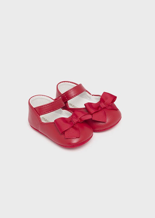 Newborn Girl Red Mary Janes & Bow Headband Set