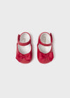 Newborn Girl Red Mary Janes & Bow Headband Set
