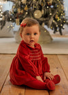 Newborn Girl Red Velvet Dress