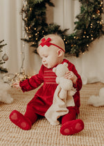 Newborn Girl Red Velvet Dress