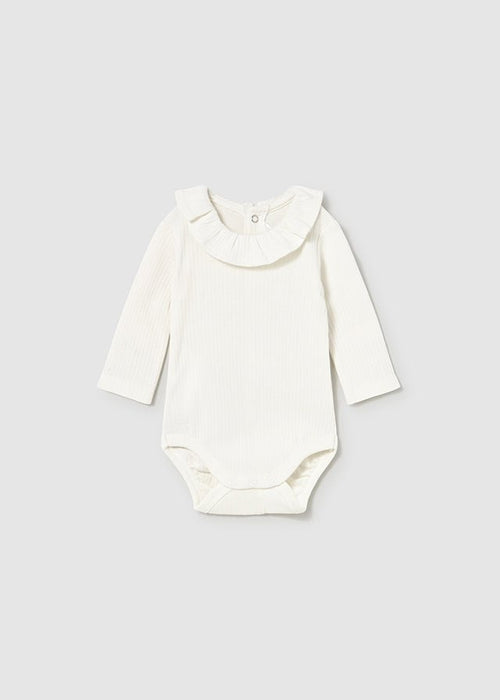 Newborn Girl Ribbed Frill Collar Bodysuit