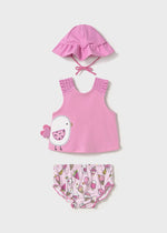 Newborn Girl Swimwear Set with Hat