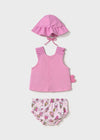 Newborn Girl Swimwear Set with Hat