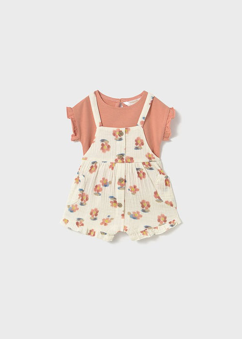 Newborn Girl T-Shirt & Dungaree Set