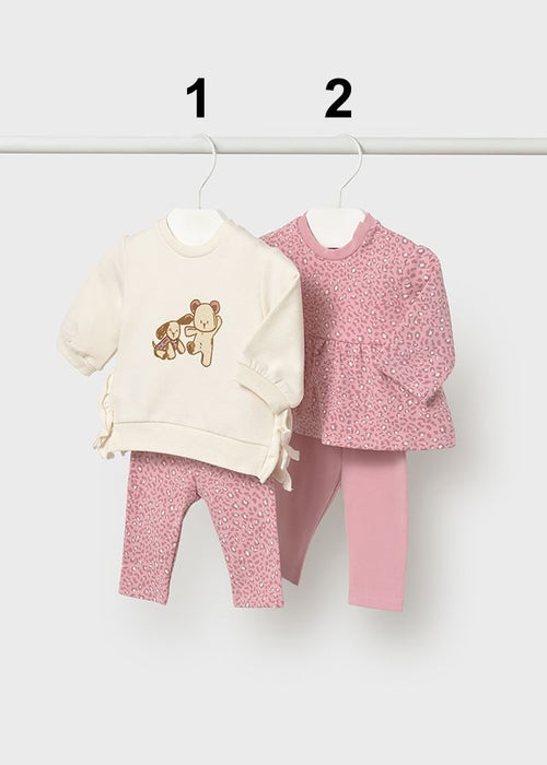 Newborn Girl Teddy and Animal Print Leggings Sets