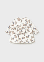 Newborn Girl Teddy Print Dress