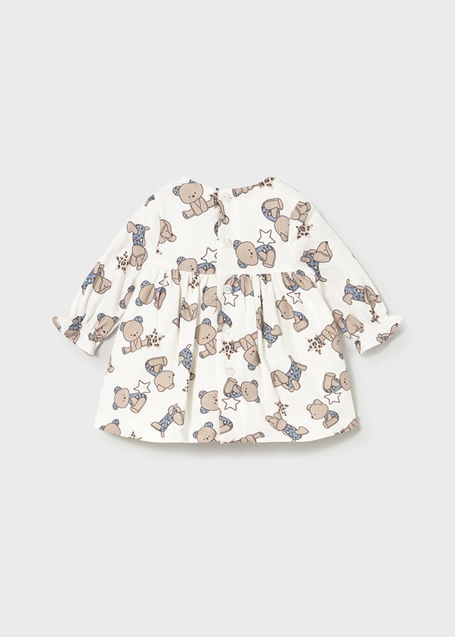 Newborn Girl Teddy Print Dress