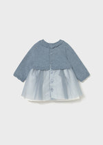 Newborn Girl Tricot Tulle Dress Blue