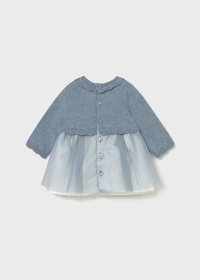 Newborn Girl Tricot Tulle Dress Blue