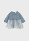 Newborn Girl Tricot Tulle Dress Blue