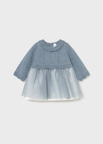 Newborn Girl Tricot Tulle Dress Blue