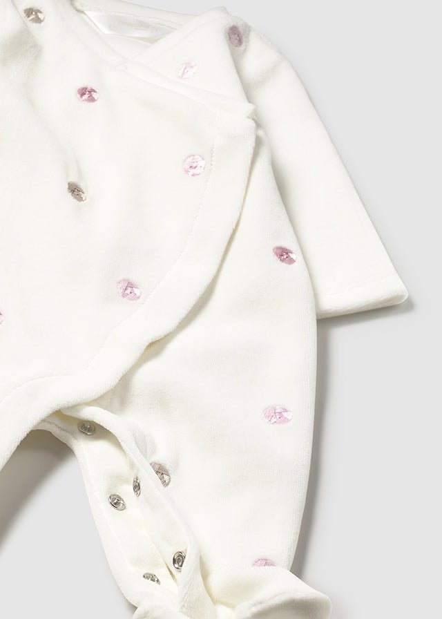Newborn Girl Velour Onesie – Pink or Cream