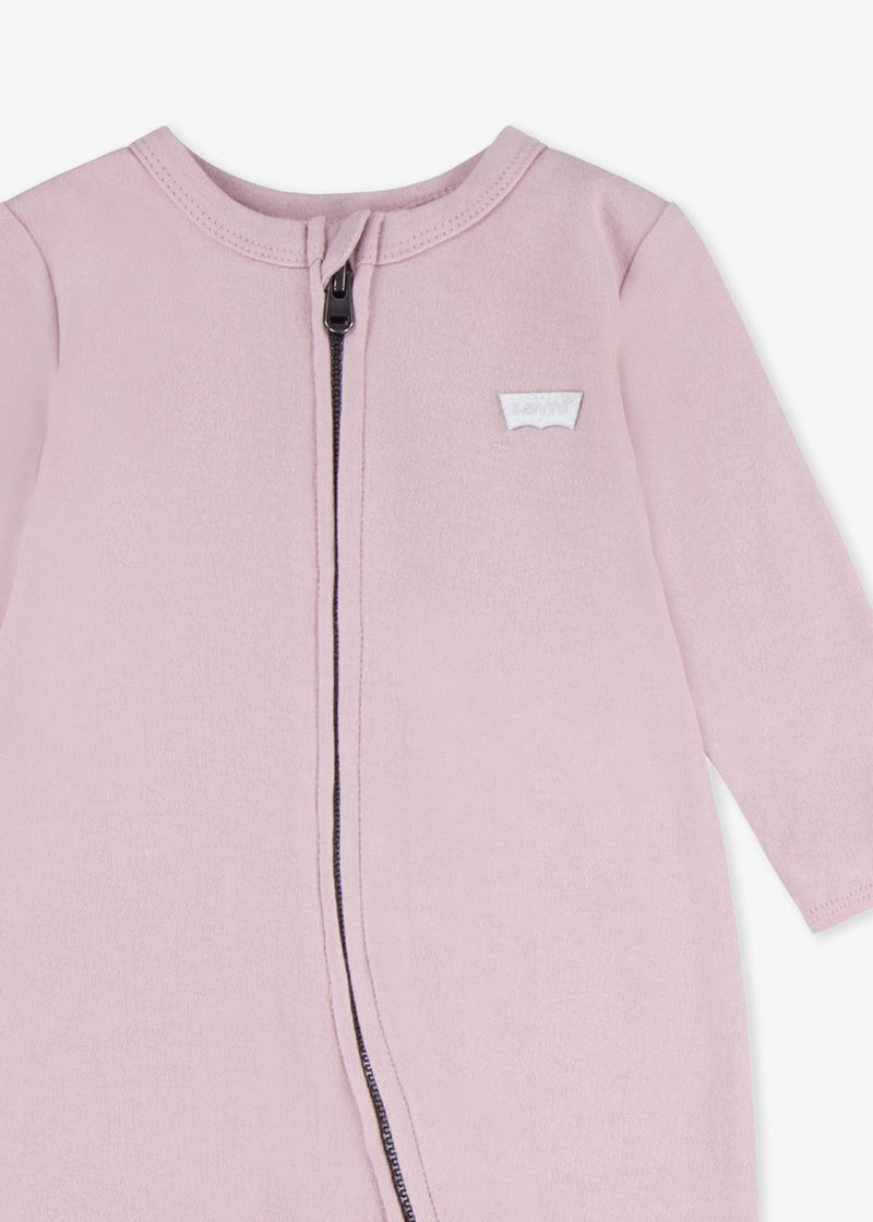 Newborn Girls Pink Zip - Up Coverall & Hat Set