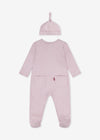 Newborn Girls Pink Zip - Up Coverall & Hat Set