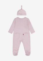 Newborn Girls Pink Zip - Up Coverall & Hat Set