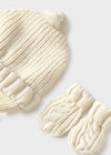 Newborn Unisex Knitted Hat & Mittens Set – Cream