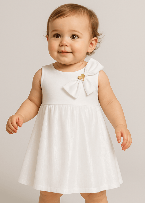 Of White Baby Girl Satin Dress & Panties Set