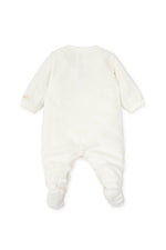 Off - White Baby Boy Velour Bodysuit with Bear Detail (Tutto Piccolo)