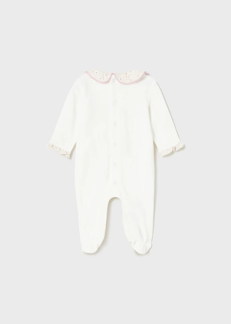 Off White Dressy Velour Babygrow (Mayoral)